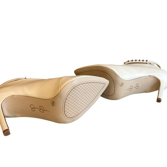 Jessica Simpson Cream rock stud ankle stiletto booties 7.5 - Picture 9 of 10